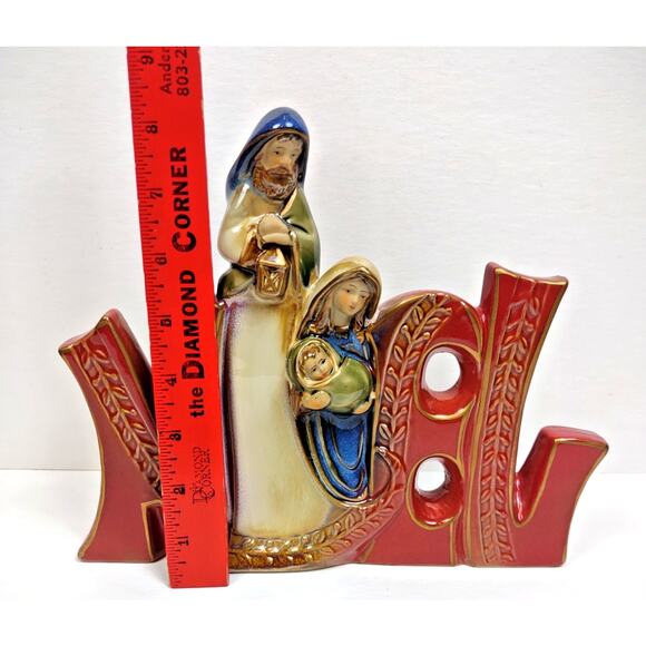 VTG NOEL Spellout Christmas Ceramic Standing Nativity Figurine Joseph Mary Jesus - Picture 5 of 9